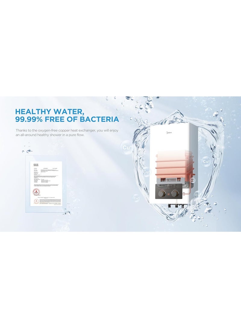 Media Midea Gas Water Heater - 10 Liters Capacity - Digital Display - White - Image 3